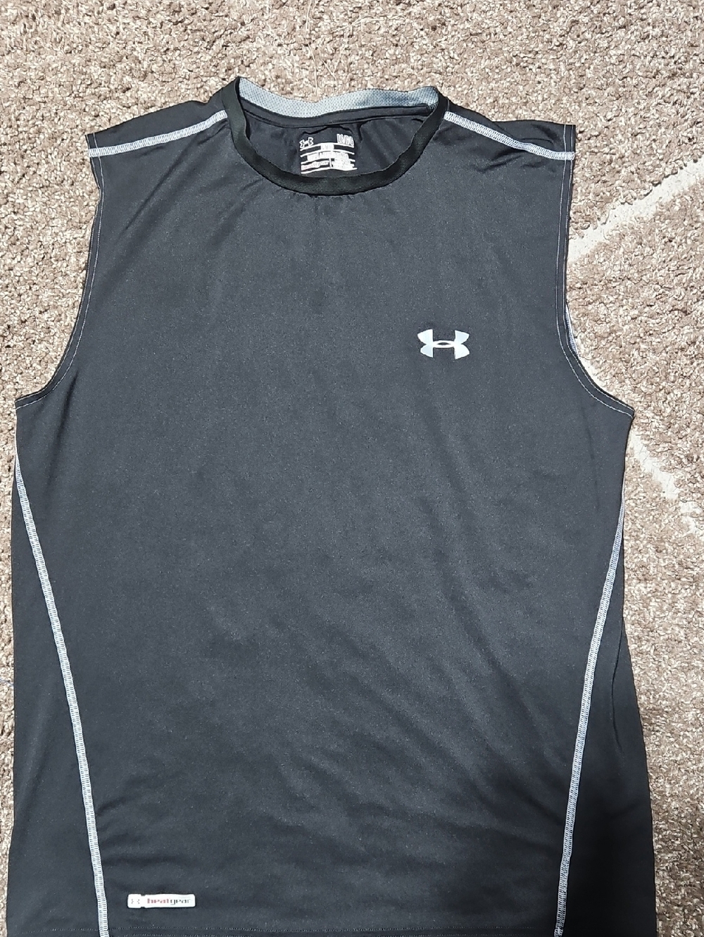 Under Armour Men’s Black Sleeveless Performance Tank with Gray Trim